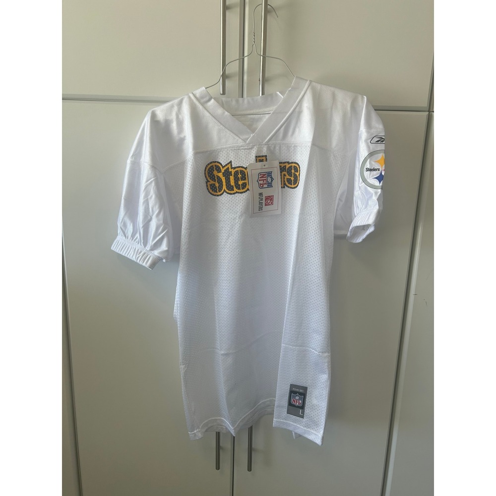 Reebok Pittsburgh Steelers NFL Jersey Mens Large White Mesh Fan Apparel NEW